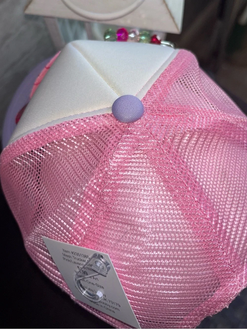 Handmade Design Women’s Pink & Lavender Sequin Butterfly Trucker Hat